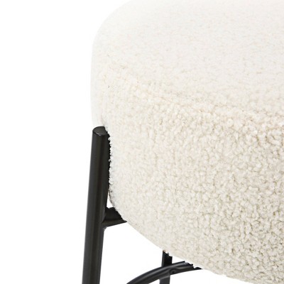 Isaac 24" White Boucle Backless Bar Stools with Metal Frame, Set of 2