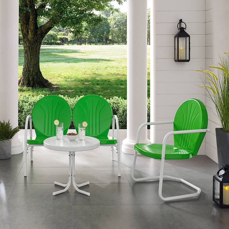 Griffith 3pc Outdoor Conversation Set  with Loveseat, Chair &#38; Accent Table - Kelly Green - Crosley, 3 of 9