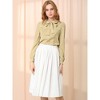 INSPIRE CHIC Women's Peter Pan Collar Bow Tie Neck Puff Long Sleeve Workwear Button Blouses - 2 of 4