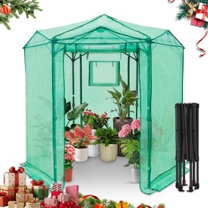 EAGLE PEAK 6.6x6.6 ft Hexagon Pop up Greenhouse, Portable Walk-in Greenhouse, All-Weather Plant Shelter, PE Cover - 1 of 4