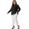 Agnes Orinda Women's Button Down Stand Collar Long Sleeve Cotton Formal Work T-Shirts - 3 of 4