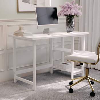 Home Office Trestle Desk with Shelves Wood Grain - Martha Stewart
