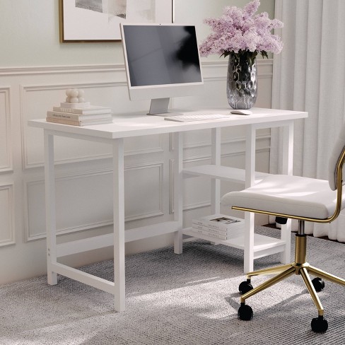 Home Office Trestle Desk With Shelves
