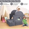 7Pcs Kids Play Couch, Modular Kids Sofa Toddler Couch, Multifunctional Play Couch Convertible Sofa Play Set for Playroom Nursery - 4 of 4