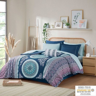 NicBex 7 Piece Polyester Twin Bed Set with Large Medallion Print and Sheets Set,Comfort Bed Sheets for Bedroom