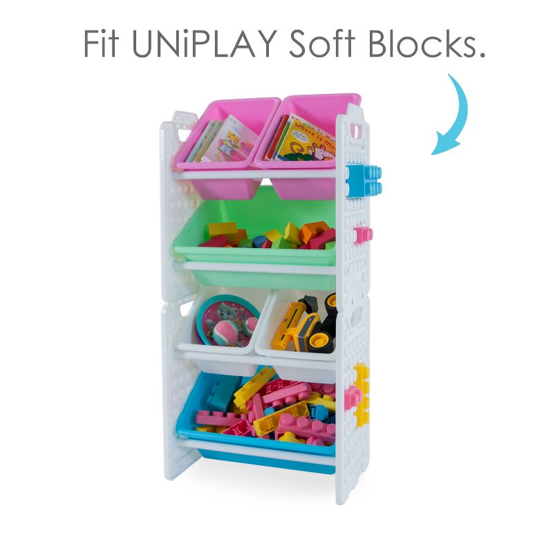 UNiPLAY Toy Organizer With 6 Removable Storage Bins and Block Play Panel, Multi-Size Bin Organizer, 4 of 10
