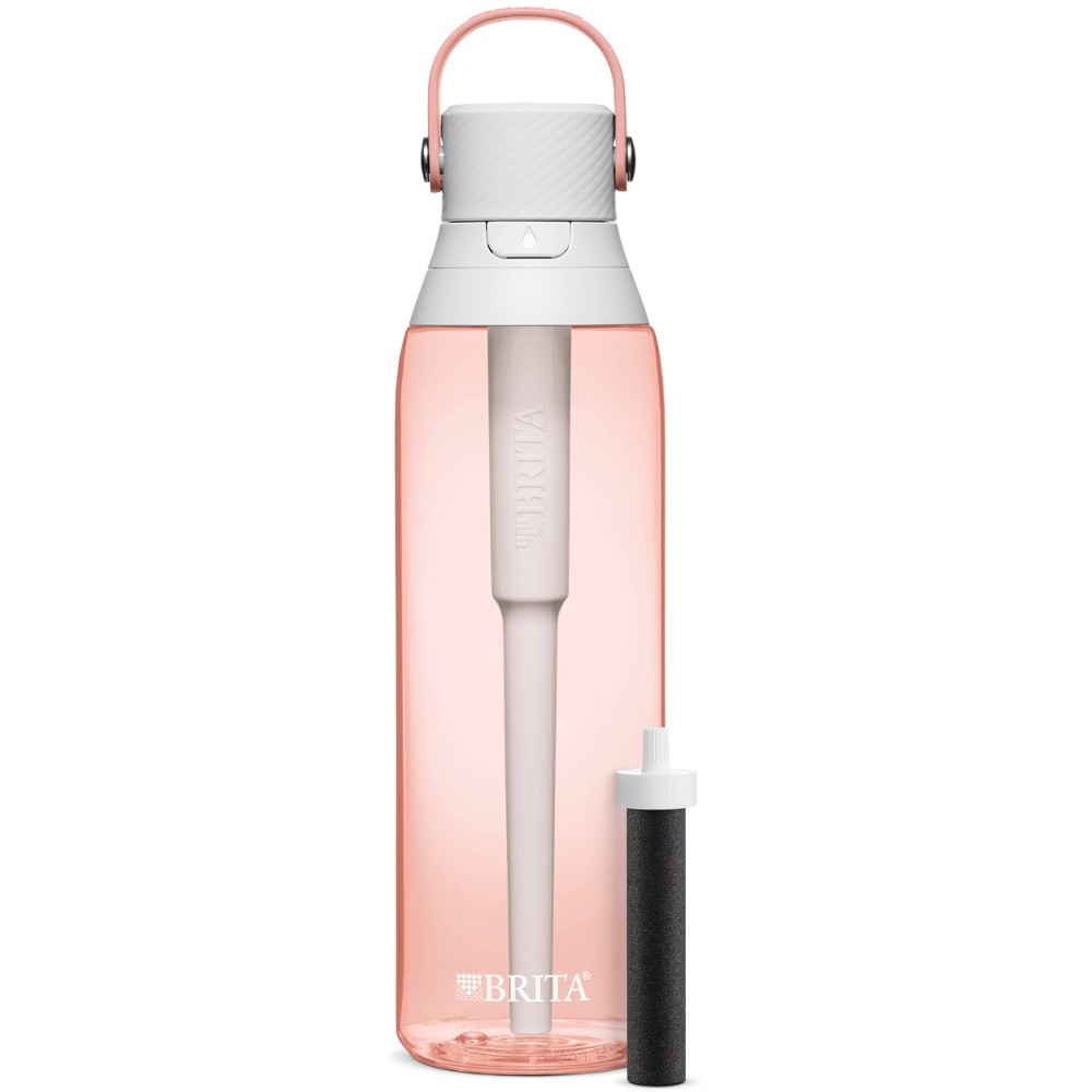 Brita Premium 26oz Water Bottle with Filter - Blush Pink: Reusable Filtered Plastic, 2-Month Filter Life, 0.5 lbs