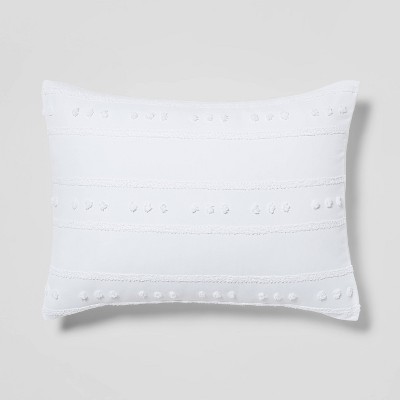 Threshold 5pc Full/Queen Clipped Stripe Poms Comforter Bedding Set White - Threshold™: Dobby Polyester, OEKO-TEX Certified — фото 5