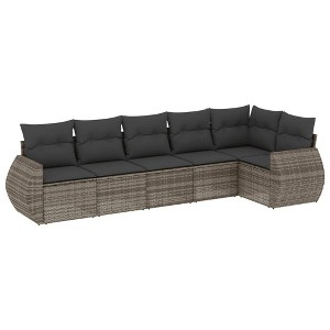 vidaXL 6 Piece Patio Sofa Set with Cushions - Gray With Table - 1 of 4