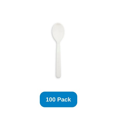 Jaya 4" Compostable PLA Tasting Spoons Long Handle - Pack of 100
