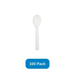 Jaya 4" Compostable PLA Tasting Spoons Long Handle - Pack of 100 - 1 of 3