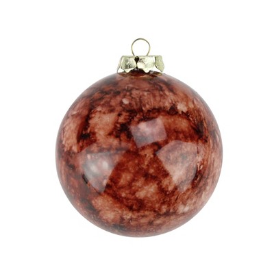 Barcana 4ct Marbled Shatterproof Christmas Ball Ornament Set 3.25" - Brown