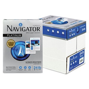 Navigator Platinum Paper 99 Brightness 24lb 8-1/2 x 11 White 2500/Carton NPL11245R - 1 of 2