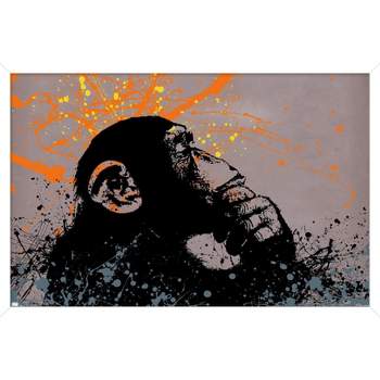 Trends International Thinker Monkey - The Graffiti Collection Framed Wall Poster Prints