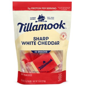 Tillamook Sharp White Cheddar Cheese Snack Portions - 7.5oz/10ct - 1 of 4