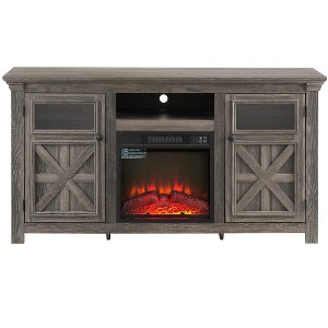 Gulches Gray TV Stand Entertainment Center Fits TVs up to 65 in with 18 Fireplace 2 Doors 2 Shelves 6 Cable Cutouts - 1 of 4