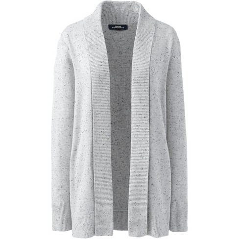 Lands' End School Uniform Women's Cotton Modal Shawl Collar Cardigan  Sweater - XX Small - Pale Gray Heather Donegal