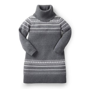 Hope & Henry Girls' Turtleneck Sweater Dress (Grey Fair Isle, 5) - 1 of 4
