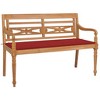 vidaXL Bench Natural wood, Red cushion Teak wood, Polyester fabric Medium - 2 of 4