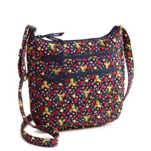 Vera Bradley Women's Disney Princesses Cotton Trio Zip Hipster Crossbody Bag Belle Rose Floral