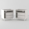 2pk Mid-Century Modern Solid Wood 2 Drawer Storage Nightstands White - Saracina Home: Tapered Legs, Pine Frame - 2 of 4