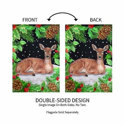 Woodland Peace on Earth Deer Suede Christmas Garden Flag