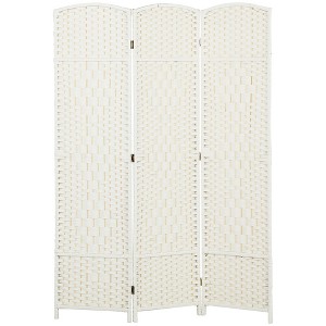 Folding Room Divider Screen 3 Panel 6' Tall Privacy Screen Freestanding Wood Partition for Home Office - 1 of 4
