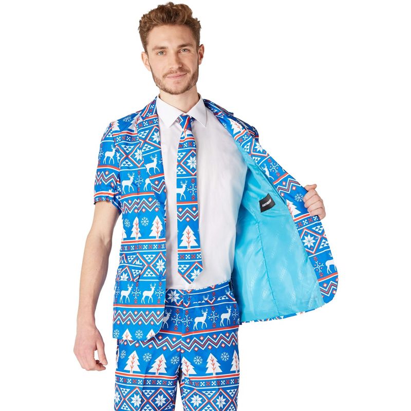 Suitmeister Men's Christmas Suit - Summer Christmas Blue Nordic - Blue, 5 of 6