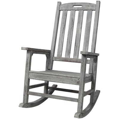 VisioGear Wooden Oversized Porch Rocker Chair with Wide Seat and Tall Backrest, High Back Rocking Chairs for Outdoor & Indoor, Grey, 27"*35.6"*45.2"