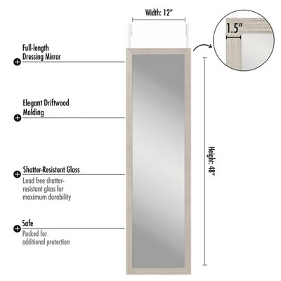 Driftwood Full Length Over-the-Door Mirror with Wood Frame