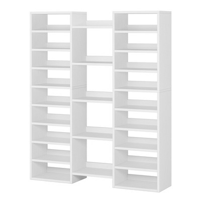 Lirago White 23-Shelf Wooden Shoe Rack E1 MDF 47.2x11.8x59 14-Tier Storage Organizer for Shoes