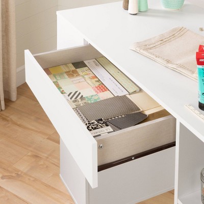 Crea CraftMaster White Counter-Height Table with Integrated Storage