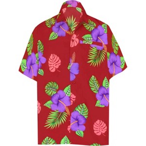 LA LEELA Men's Hawaiian Shirts Short Sleeve Button Down Shirt Mens Tropical Shirts Casual Holiday Summer Party Caribbean Shirts Funny - 1 of 4