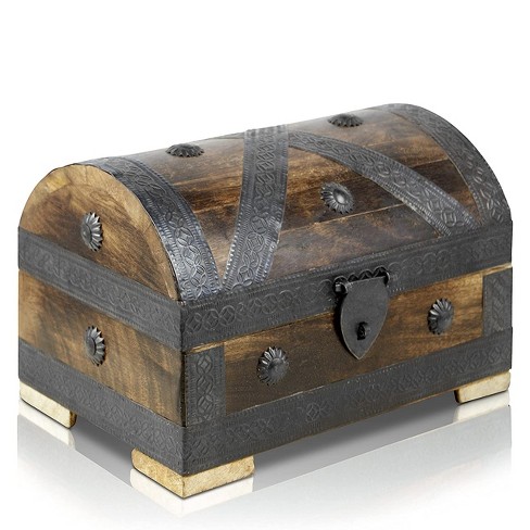 Small Pirate Style Wooden Treasure Chest - Chest with Padlock