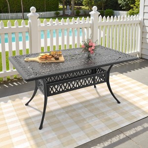 58.27" L x 34.65" W Rectangular Cast Aluminum Patio Table with 1.88" Umbrella Hole - 1 of 4