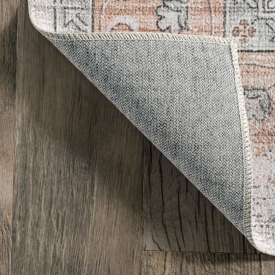 Eco-Friendly Faded Floral 8' x 10' Synthetic Washable Rug