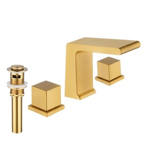 CASAINC 8 in. Widespread Double Handle Bathroom Faucet in Brushed Gold - 1 of 4