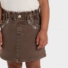 Toddler Girls' Floral Embroidery Denim Skirt - Cat & Jack™ Brown - 4 of 4