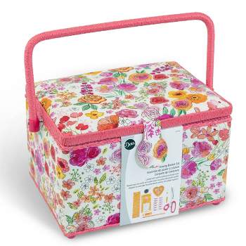 Dritz Large Rectangular Sewing Basket with Zippered Case