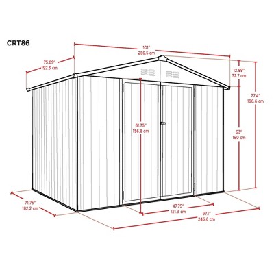 Tan 6' x 8' Galvanized Steel Outdoor Storage Shed with Lockable Doors