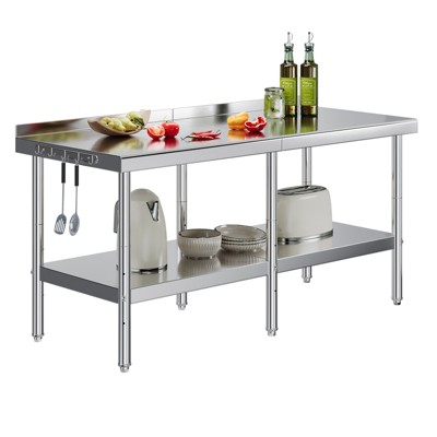 AMERLIFE Stainless Steel Table for Prep & Work Adjustable Under Shelf and Feet