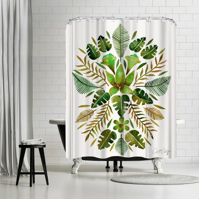 Americanflat Tropical Symmetry Green by Cat Coquillette 71" x 74" Shower Curtain