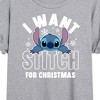 Women's - Lilo and Stitch - I Want A Stitch For Christmas Oversized Graphic T-Shirt - 2 of 4