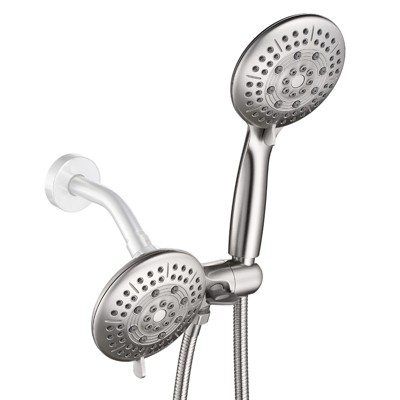 Cobbe 48-Setting High Pressure 3-Way Shower Head Combo, 4.7" Dual 2 in 1 Showerhead with Hose, Brushed Nickel