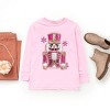 Pink Snowflake Nutcracker Patchwork Print - Toddler Long Sleeve Graphic Tee and Youth Long Sleeve Graphic T-Shirt - 3 of 4