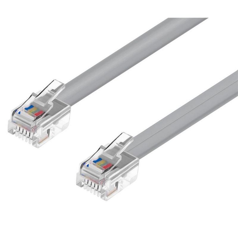 Monoprice Phone cable - 25 Feet - Silver Satin Color, RJ12 Connectors (6P6C), Straight, Flat Cable Body For Data, 1 of 7