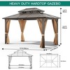 Hardtop Gazebo Outdoor Double Roof Canopy with Curtains & Netting - 2 of 4