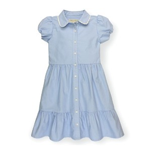Hope & Henry Girls' Short Sleeve Tiered Oxford Dress, Infant, 3-6 Months - 1 of 4