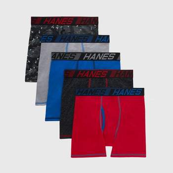 Hanes Boys' X-Temp Stretch Boxer Brief Underwear, 5-Pack, Sizes S-XXL 
