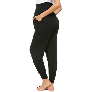 Women's Maternity Workout Leggings Over The Belly Pregnancy Yoga Pants with Pockets Soft Activewear Work Pants - 1 of 4